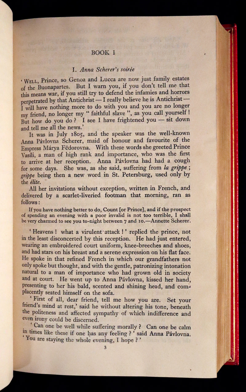 1943 Fine Bayntun-Riviere Binding - WAR AND PEACE by Count Leo Tolstoy.