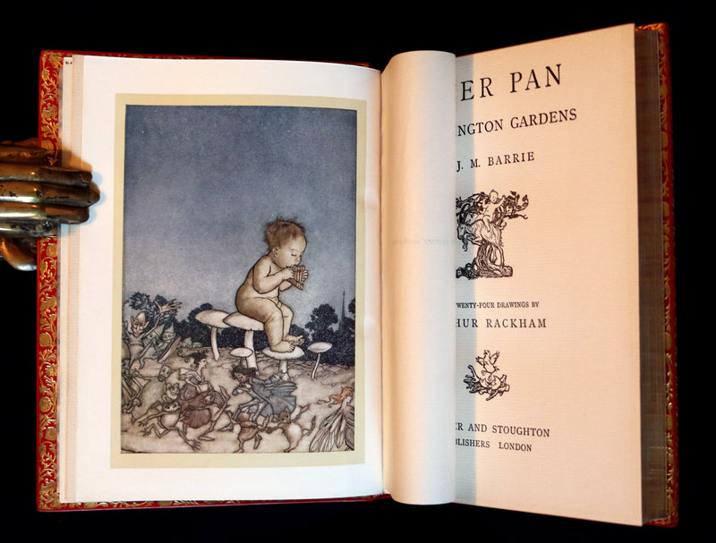 1910 Beautiful BAYNTUN Binding - PETER PAN in Kensington Garden illustrated by Arthur Rackham.