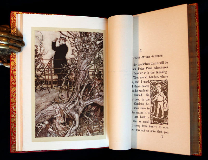 1910 Beautiful BAYNTUN Binding - PETER PAN in Kensington Garden illustrated by Arthur Rackham.