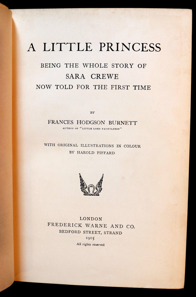 1905 Rare First Edition - A LITTLE PRINCESS by Frances Hodgson Burnett illustrated by Harold Piffard.