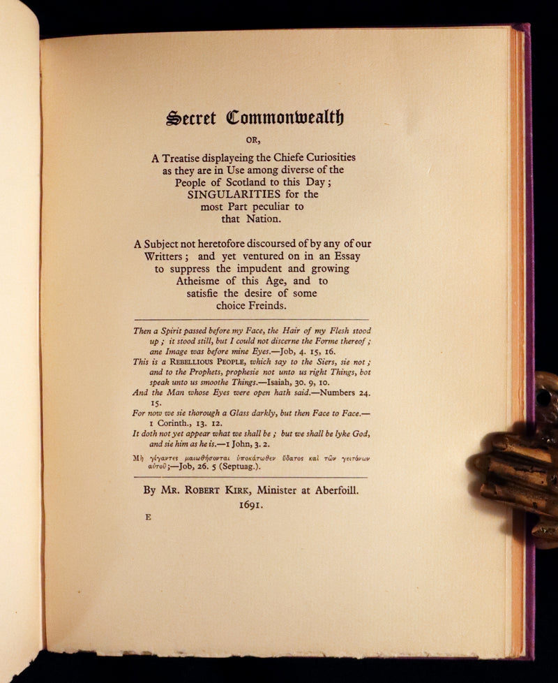 1933 Rare Book - The Secret Commonwealth of Elves, Fauns & Fairies by Robert Kirk.