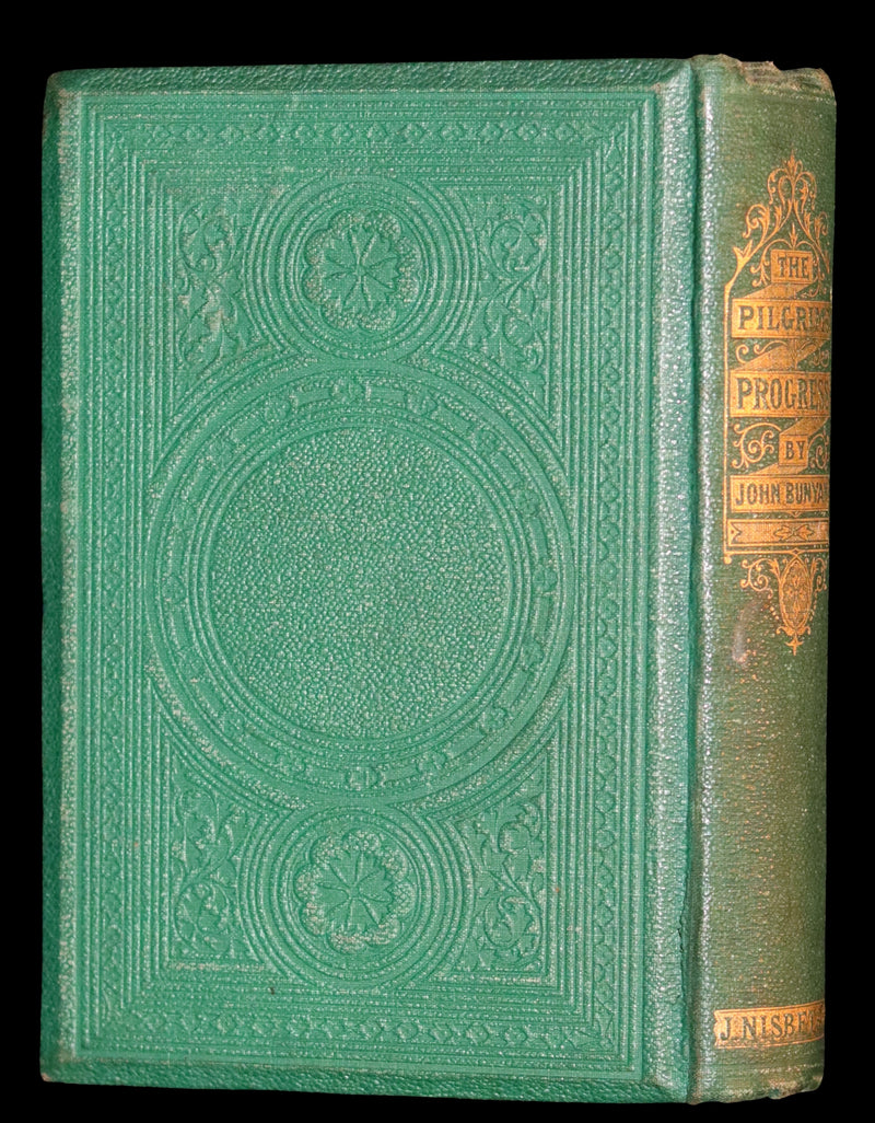 1863 Rare Victorian Book - The Pilgrim's Progress by John Bunyan. Color illustrated.
