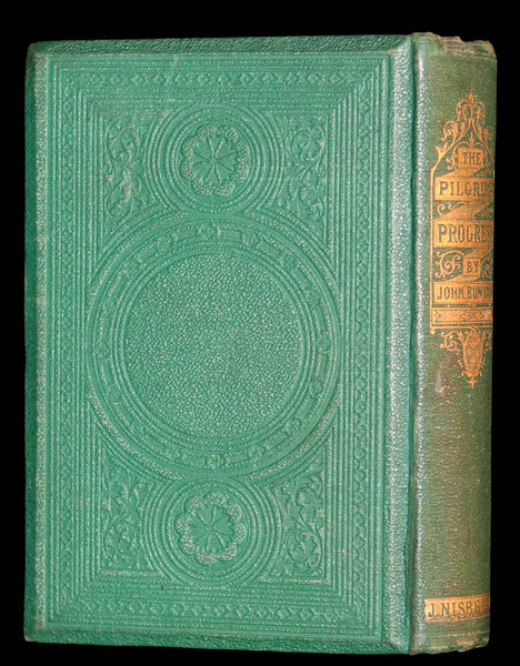 1863 Rare Victorian Book - The Pilgrim's Progress by John Bunyan. Color illustrated.