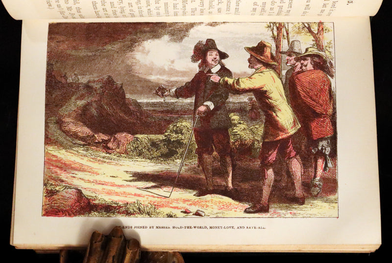 1863 Rare Victorian Book - The Pilgrim's Progress by John Bunyan. Color illustrated.