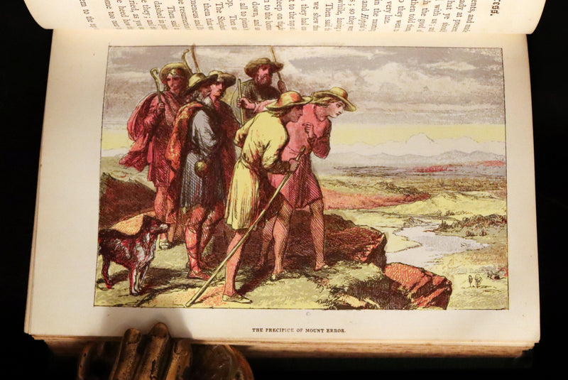 1863 Rare Victorian Book - The Pilgrim's Progress by John Bunyan. Color illustrated.