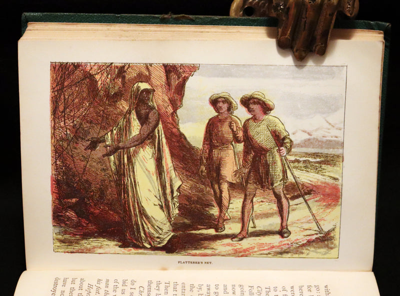 1863 Rare Victorian Book - The Pilgrim's Progress by John Bunyan. Color illustrated.