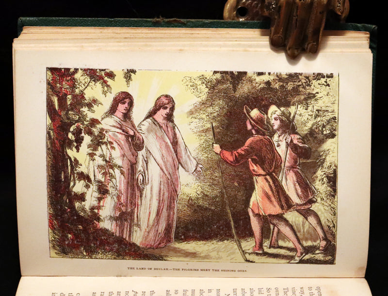 1863 Rare Victorian Book - The Pilgrim's Progress by John Bunyan. Color illustrated.