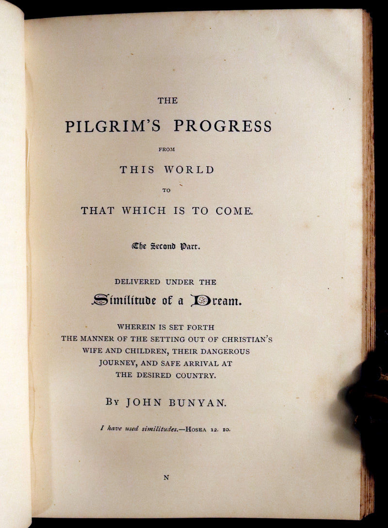 1863 Rare Victorian Book - The Pilgrim's Progress by John Bunyan. Color illustrated.