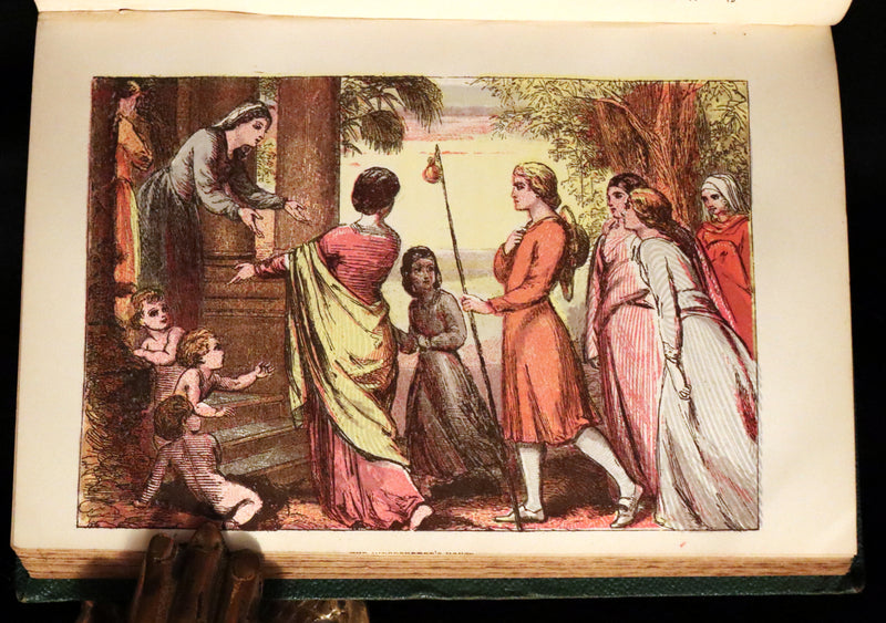 1863 Rare Victorian Book - The Pilgrim's Progress by John Bunyan. Color illustrated.