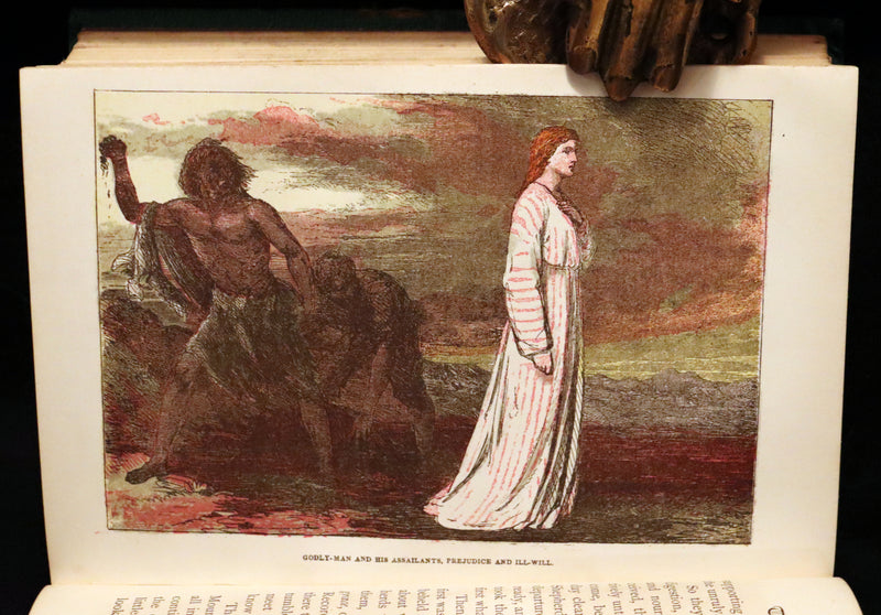 1863 Rare Victorian Book - The Pilgrim's Progress by John Bunyan. Color illustrated.