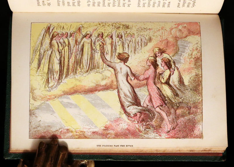 1863 Rare Victorian Book - The Pilgrim's Progress by John Bunyan. Color illustrated.