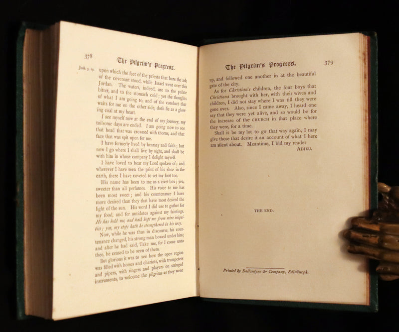 1863 Rare Victorian Book - The Pilgrim's Progress by John Bunyan. Color illustrated.