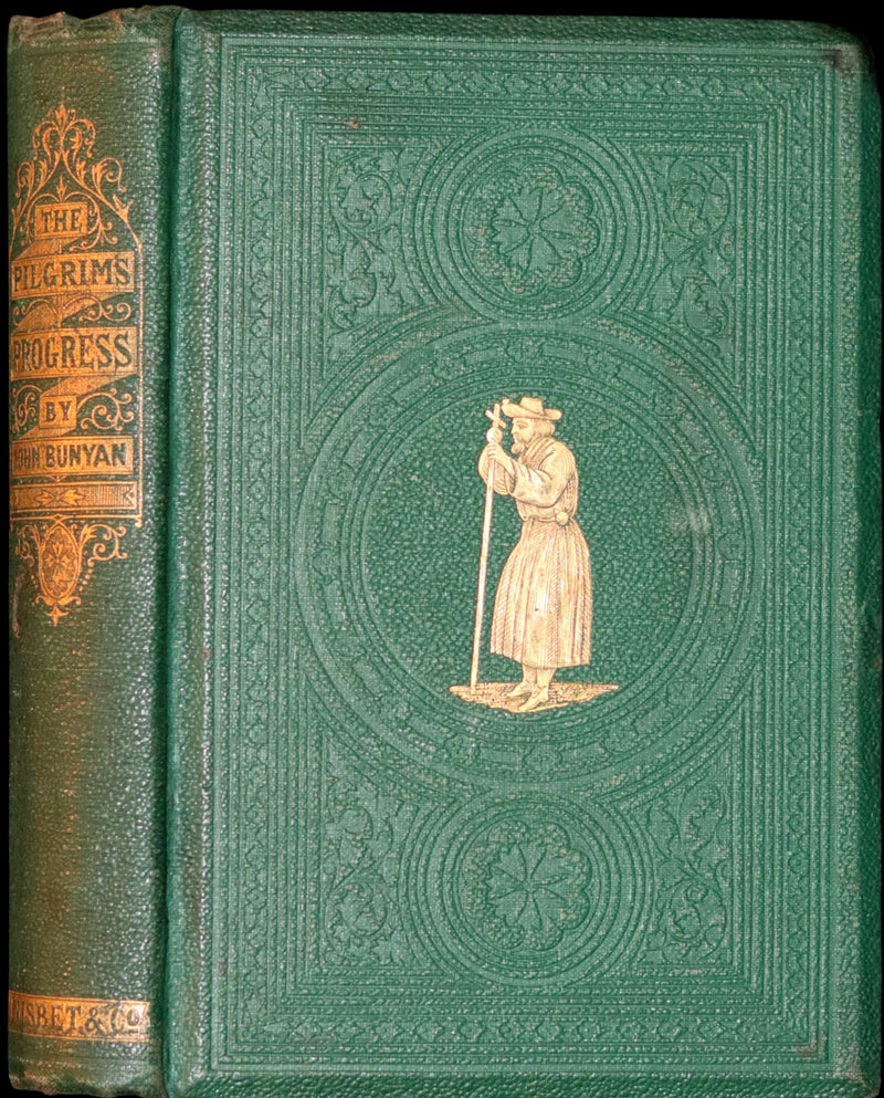 1863 Rare Victorian Book - The Pilgrim's Progress by John Bunyan. Color illustrated.