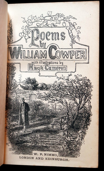 1877 Rare Book - The Poetical Works of William Cowper illustrated by Hugh Cameron.