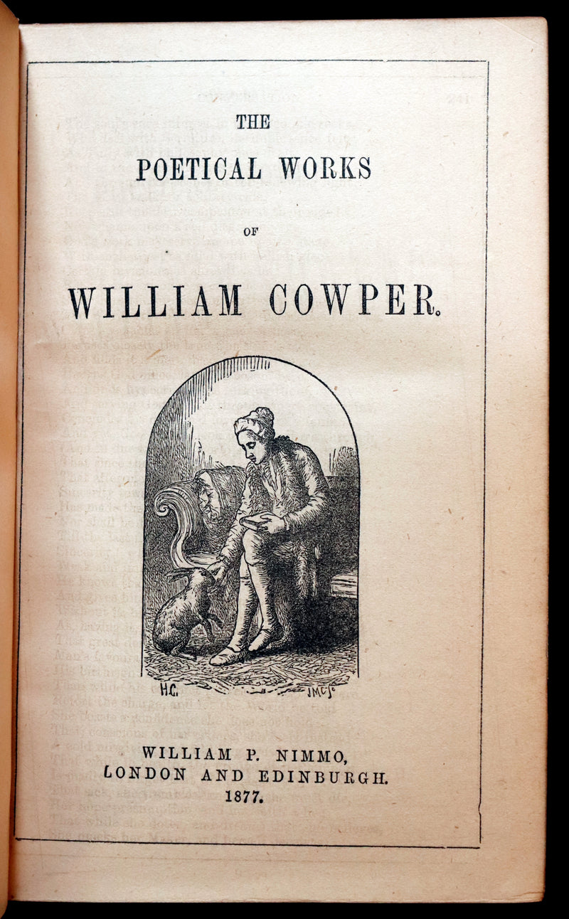 1877 Rare Book - The Poetical Works of William Cowper illustrated by Hugh Cameron.