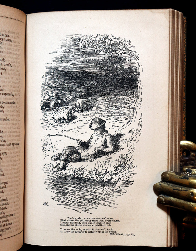 1877 Rare Book - The Poetical Works of William Cowper illustrated by Hugh Cameron.