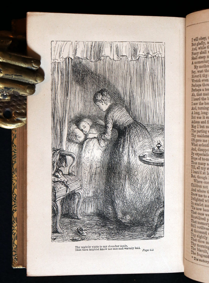 1877 Rare Book - The Poetical Works of William Cowper illustrated by Hugh Cameron.