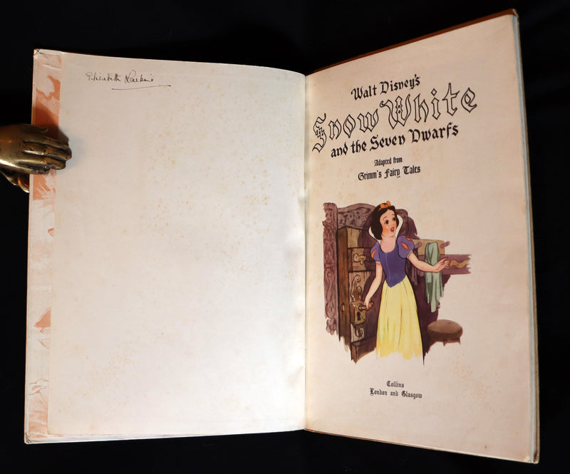 1938 Rare First UK Edition - Walt Disney SNOW WHITE and the Seven Dwarfs. Adapted from Grimm's Fairy Tales.