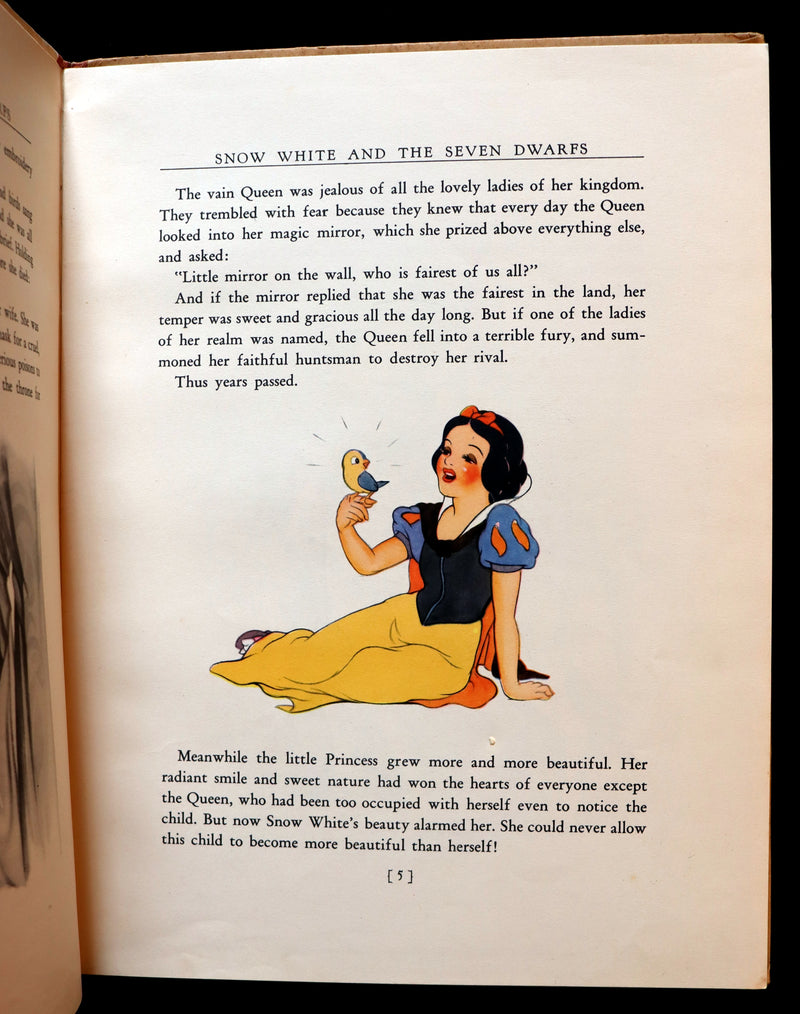 1938 Rare First UK Edition - Walt Disney SNOW WHITE and the Seven Dwarfs. Adapted from Grimm's Fairy Tales.