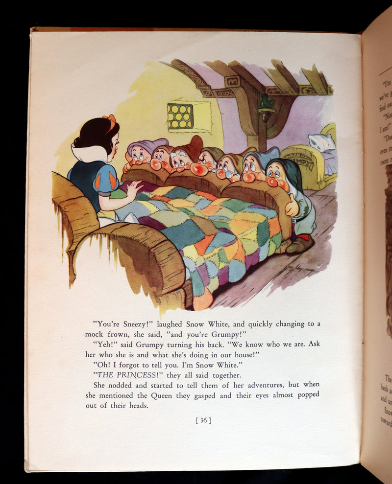 1938 Rare First UK Edition - Walt Disney SNOW WHITE and the Seven Dwarfs. Adapted from Grimm's Fairy Tales.