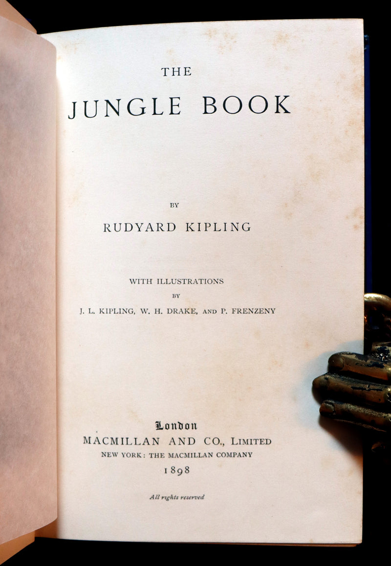 1898 Rare Book - The Jungle Book by Rudyard Kipling. Illustrated.
