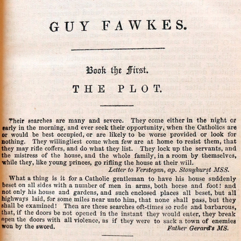 1875 Rare Book - Guy Fawkes, or the Gunpowder Treason by William Harrison Ainsworth.