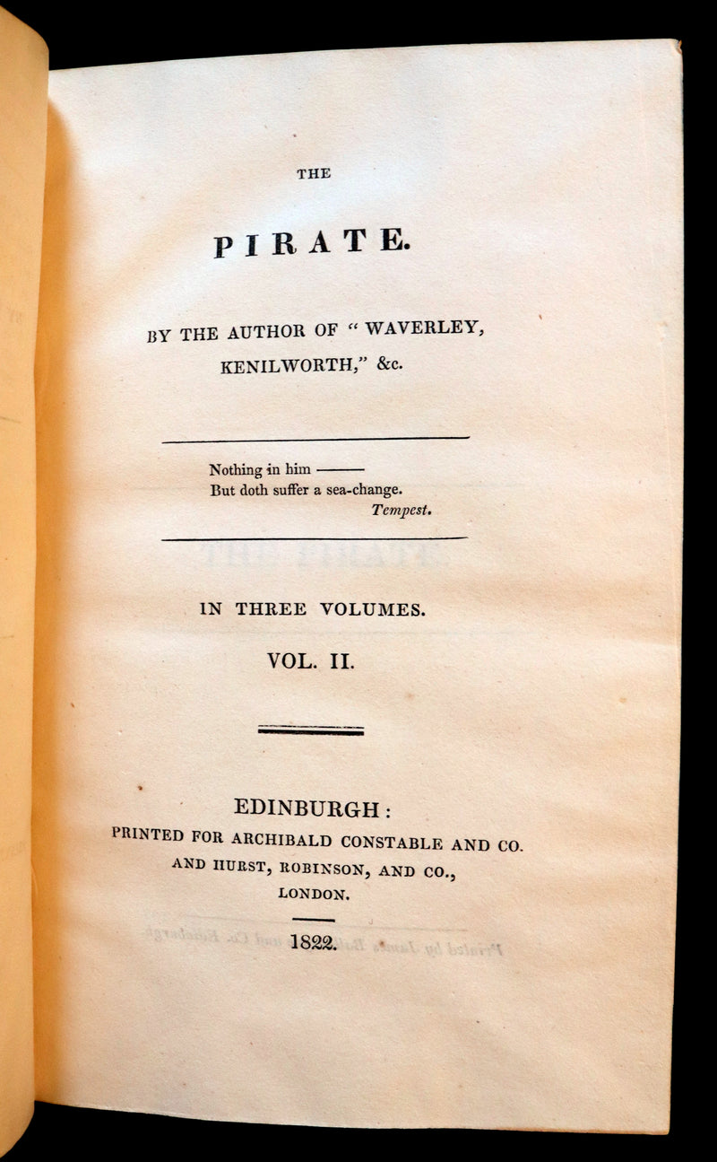 1822 Rare First Edition Book Set - The PIRATE by Sir Walter Scott.