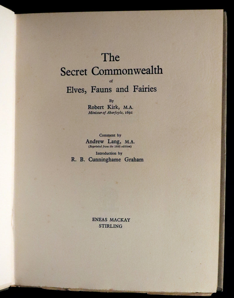 1933 Rare Book - The Secret Commonwealth of Elves, Fauns and Fairies by Robert Kirk.