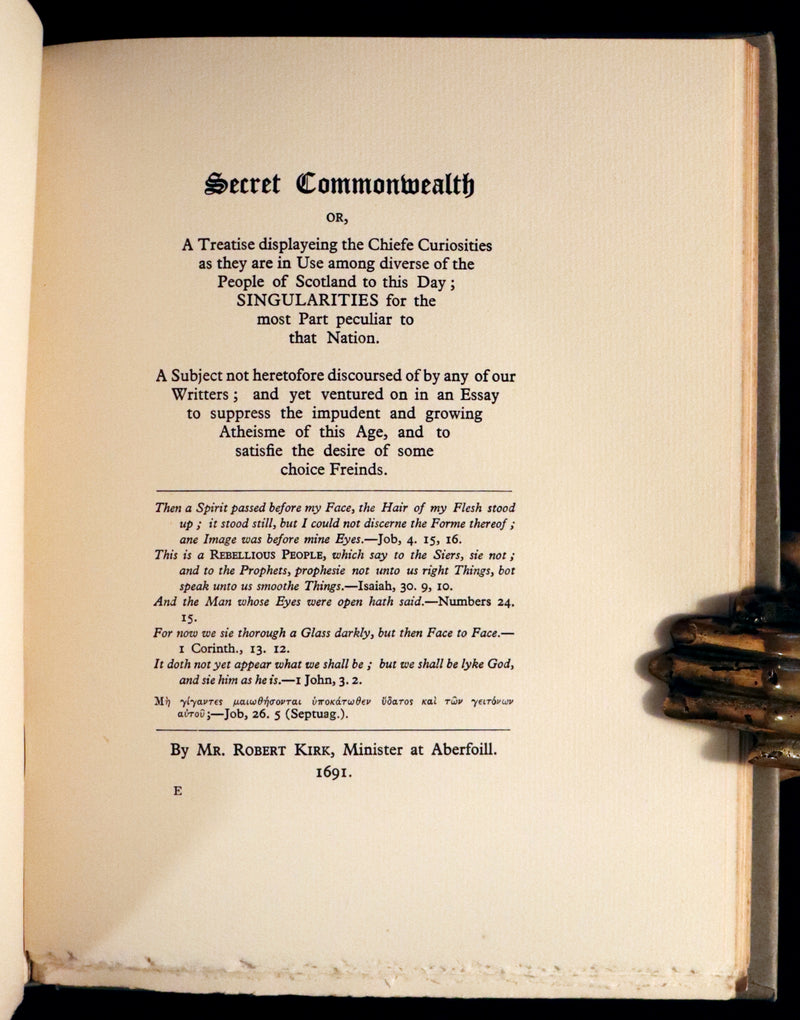 1933 Rare Book - The Secret Commonwealth of Elves, Fauns and Fairies by Robert Kirk.