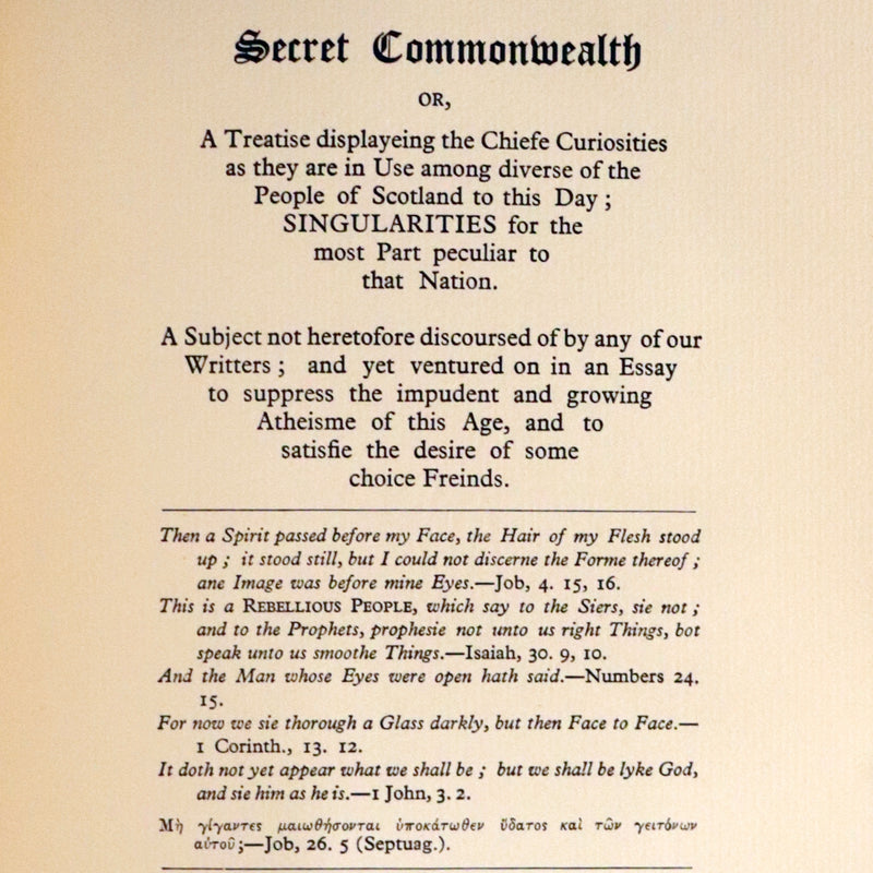 1933 Rare Book - The Secret Commonwealth of Elves, Fauns and Fairies by Robert Kirk.