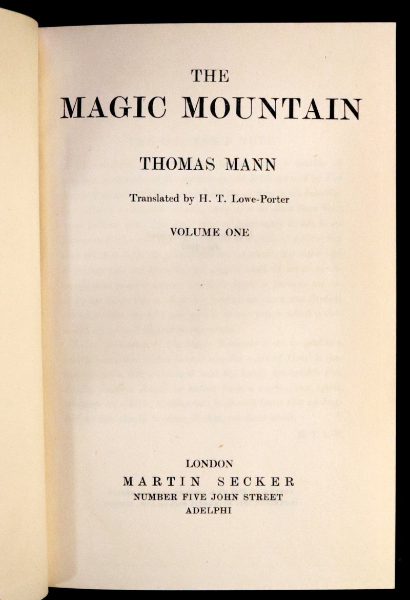 1927 Scarce First English Edition - The Magic Mountain (Der Zauberberg) by Thomas Mann.