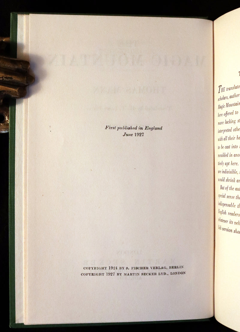 1927 Scarce First English Edition - The Magic Mountain (Der Zauberberg) by Thomas Mann.