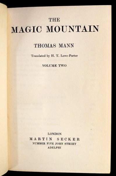 1927 Scarce First English Edition - The Magic Mountain (Der Zauberberg) by Thomas Mann.