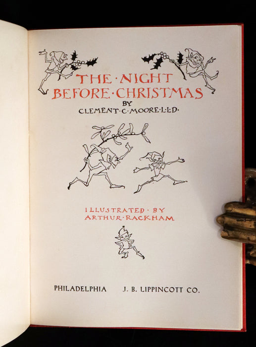 1938 Rare Book Bound by Sangorski - The NIGHT Before CHRISTMAS illustrated by Arthur Rackham.