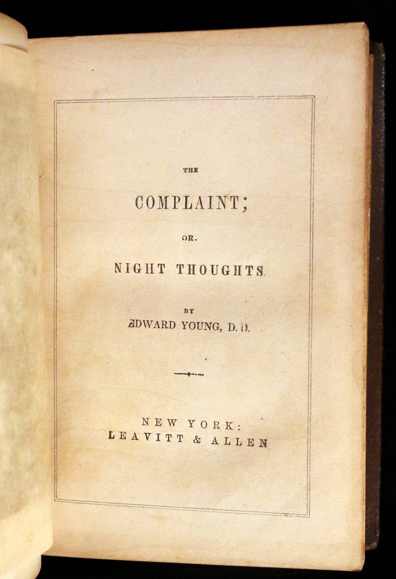 1856 Rare Book ~ The Complaint, or, Night Thoughts by Edward Young. Illustrated.