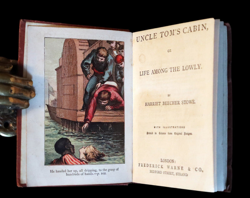 1890 Rare Book ~ Uncle Tom's Cabin by Harriet Beecher Stowe. Color illustrated.