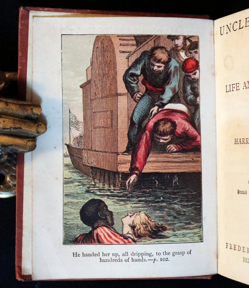 1890 Rare Book ~ Uncle Tom's Cabin by Harriet Beecher Stowe. Color illustrated.