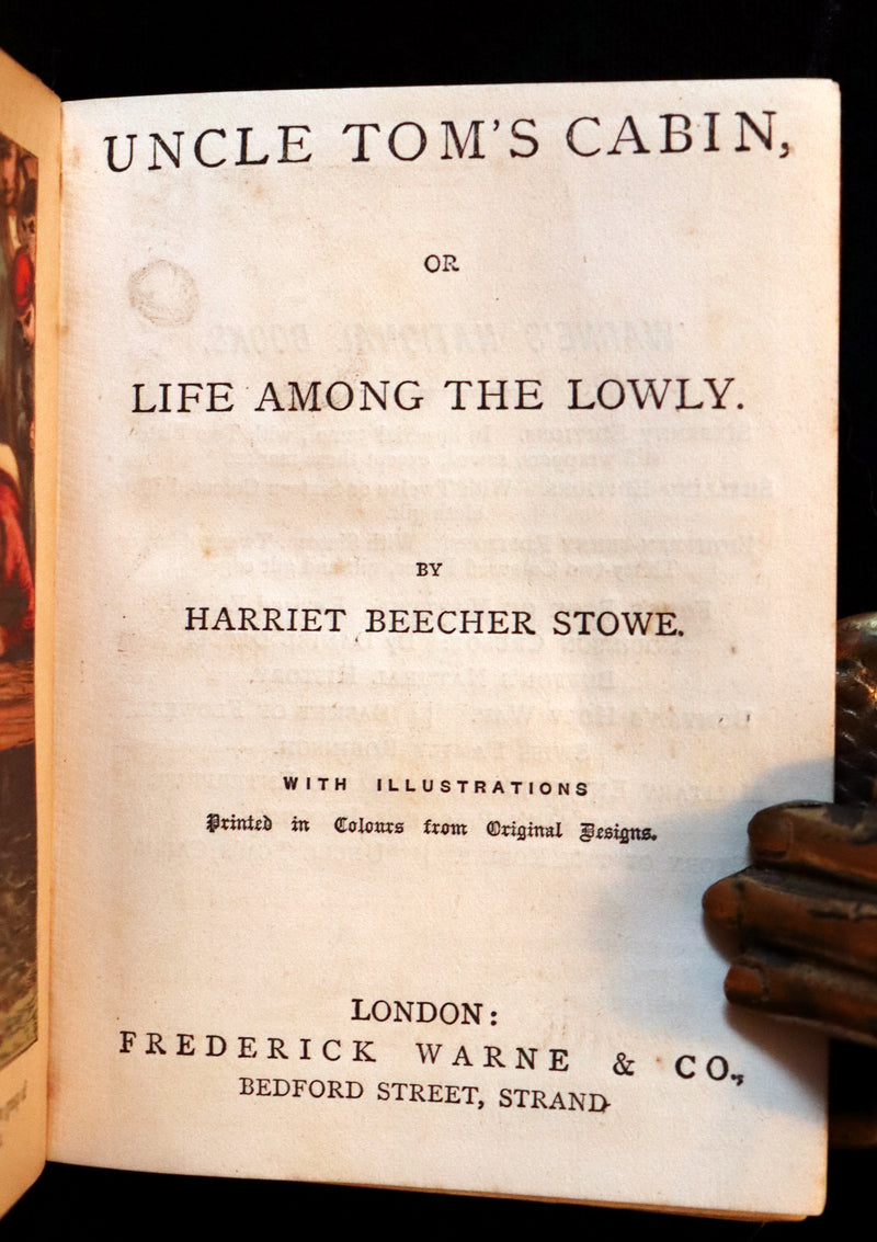 1890 Rare Book ~ Uncle Tom's Cabin by Harriet Beecher Stowe. Color illustrated.