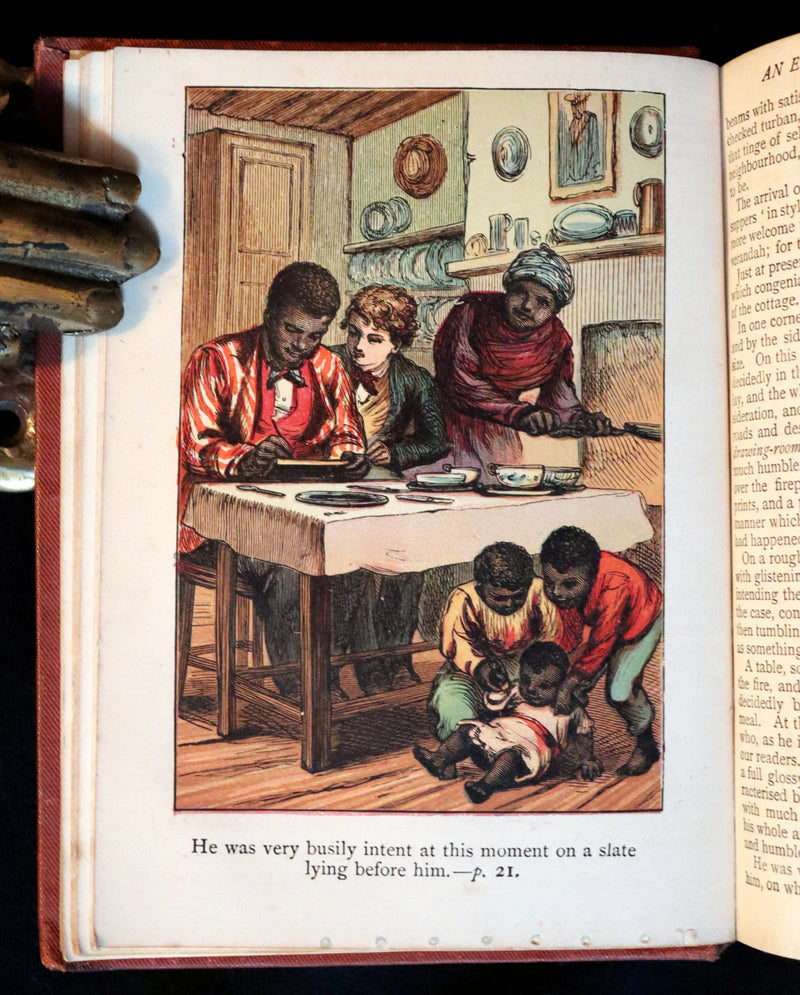 1890 Rare Book ~ Uncle Tom's Cabin by Harriet Beecher Stowe. Color illustrated.