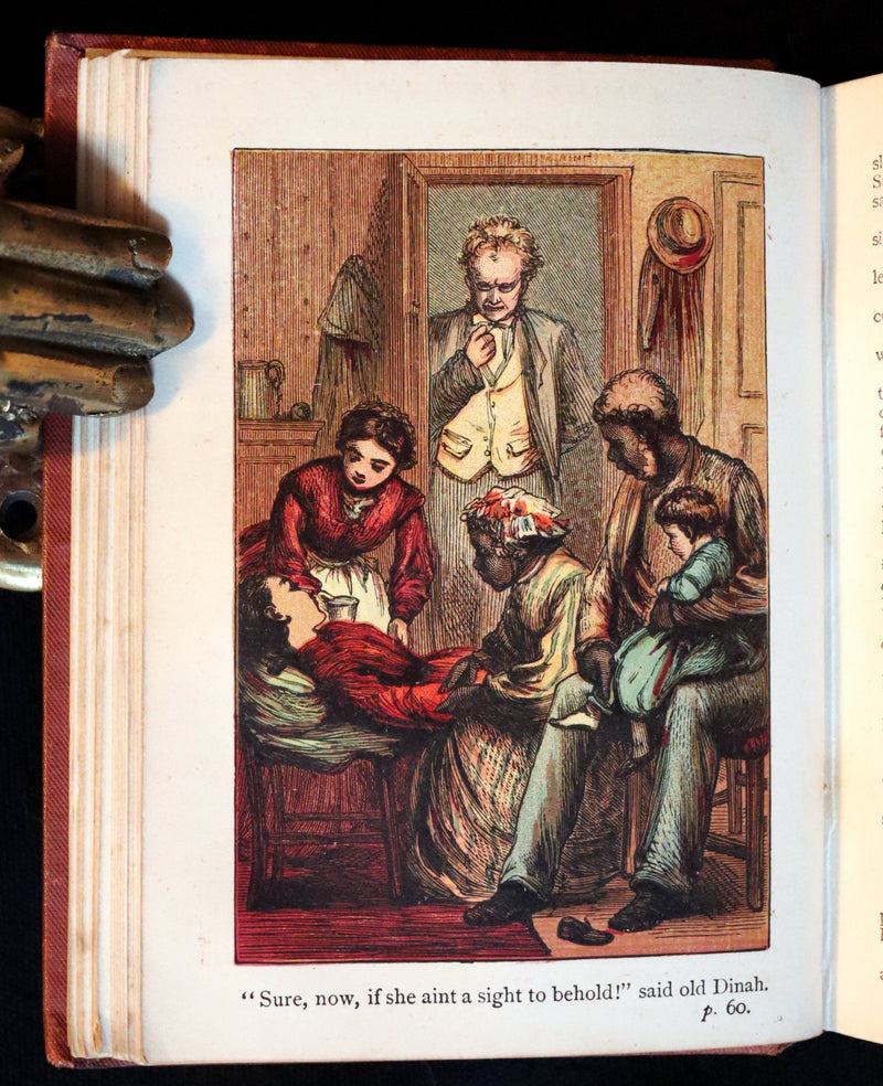 1890 Rare Book ~ Uncle Tom's Cabin by Harriet Beecher Stowe. Color illustrated.