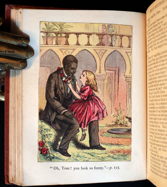 1890 Rare Book ~ Uncle Tom's Cabin by Harriet Beecher Stowe. Color illustrated.