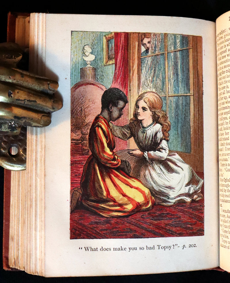 1890 Rare Book ~ Uncle Tom's Cabin by Harriet Beecher Stowe. Color illustrated.