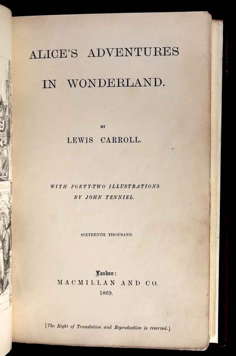 1869 Fine Cottage Binding - Alice's Adventures in Wonderland by Lewis Carroll.