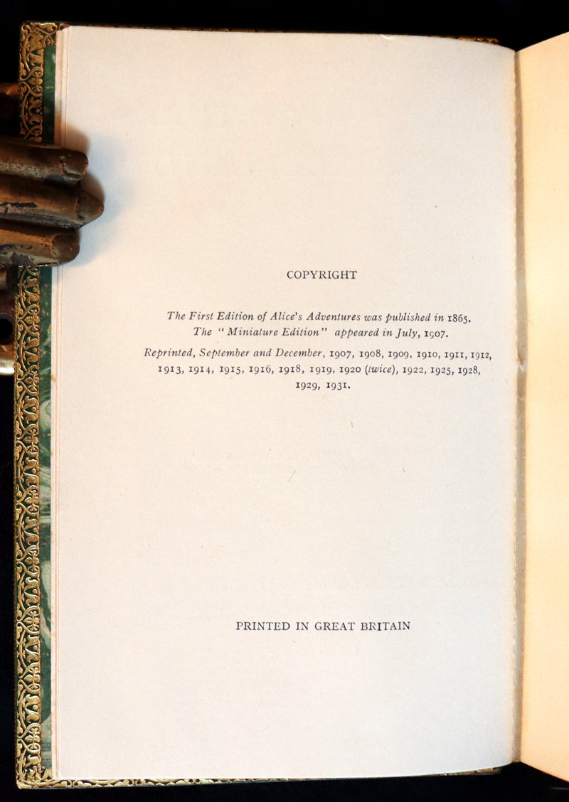 1931 "Miniature Edition" bound by RIVIERE - Alice's Adventures in Wonderland by Lewis Carroll.