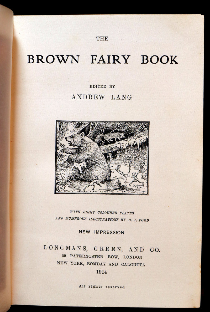 1914 Rare Book - The BROWN FAIRY BOOK by Andrew Lang Illustrated by H. J. FORD.