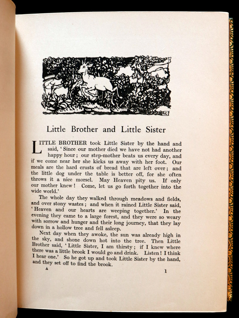 1917 Rare Rackham 1stED bound by Bayntun - Little Brother & Little Sister and Other Tales by Brothers Grimm.