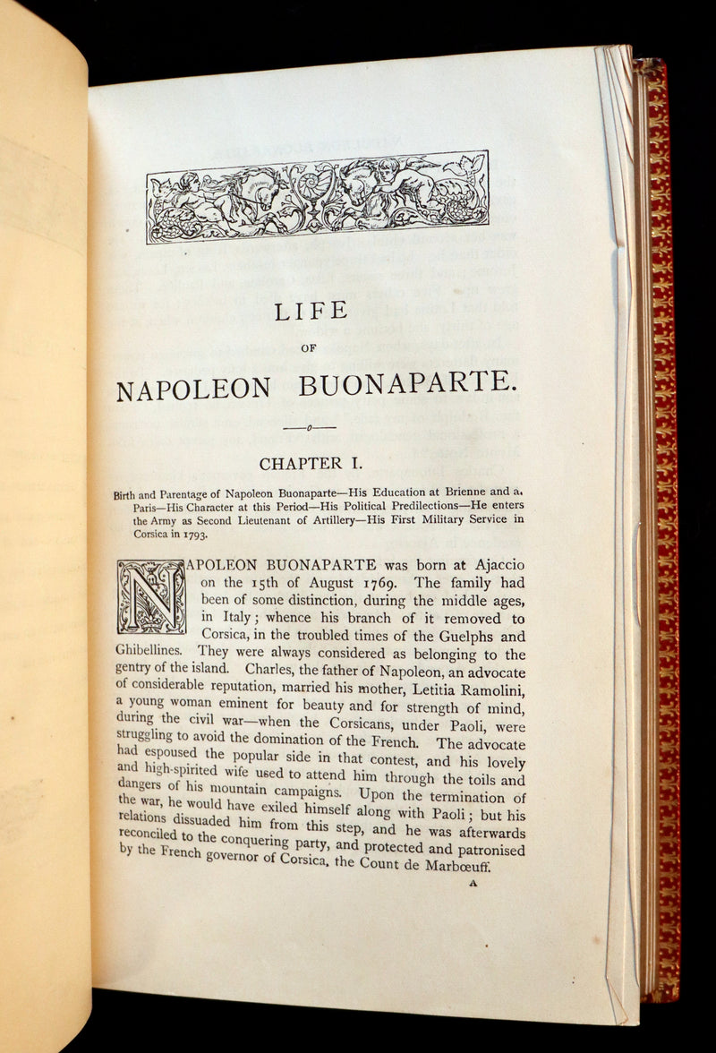 1897 Rare Book bound by RAMAGE ~ The Life of Napoleon Buonaparte by John Gibson Lockhart.