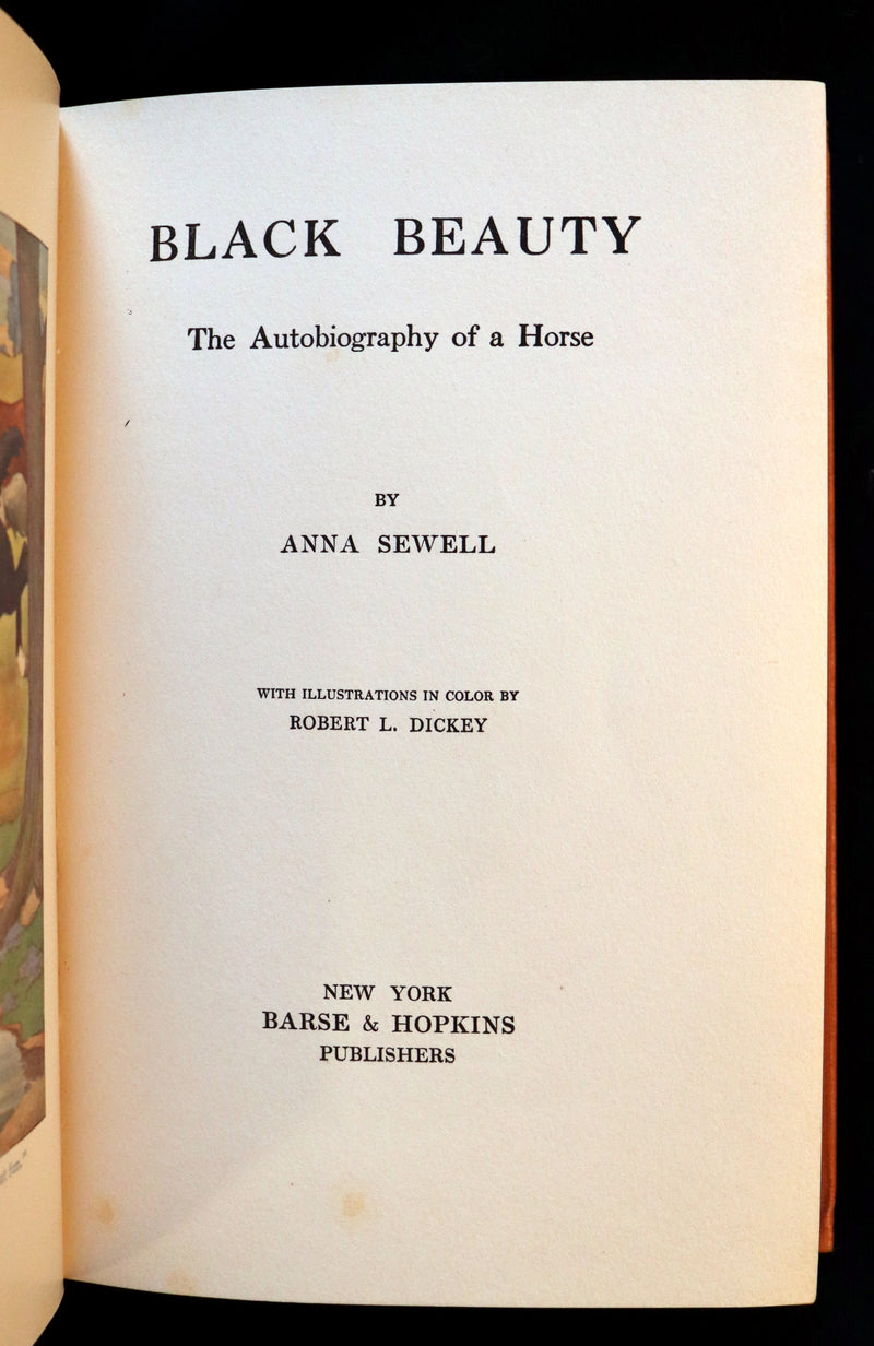 1911 Rare First Illustrated Edition by R.L. Dickey - BLACK BEAUTY, Autobiography of a Horse by A. Sewell.