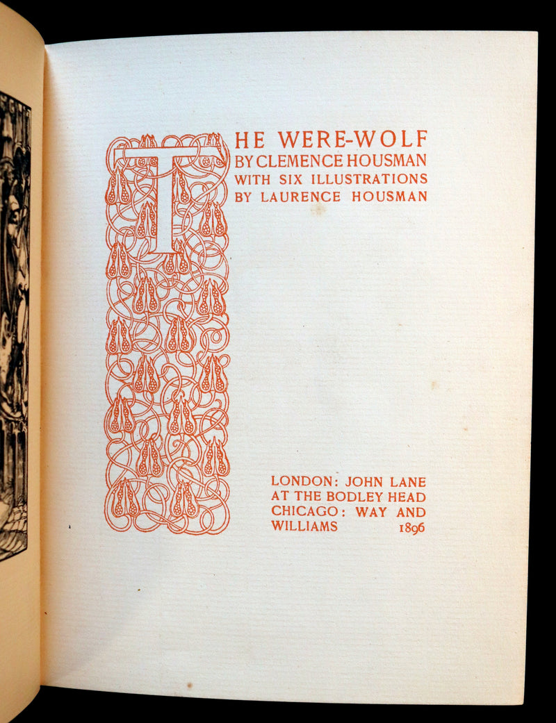 1896 Rare First Edition Book on Werewolves - THE WERE-WOLF by Clemence Housman. Illustrated.