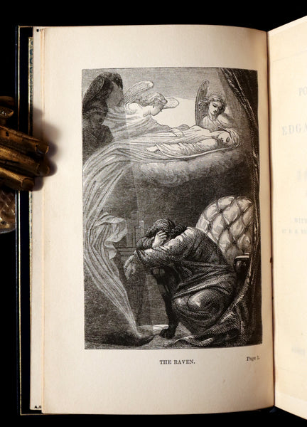 1853 Scarce Fine Book - The Poetical Works of EDGAR ALLAN POE bound by SANGORSKI & SUTCLIFFE.